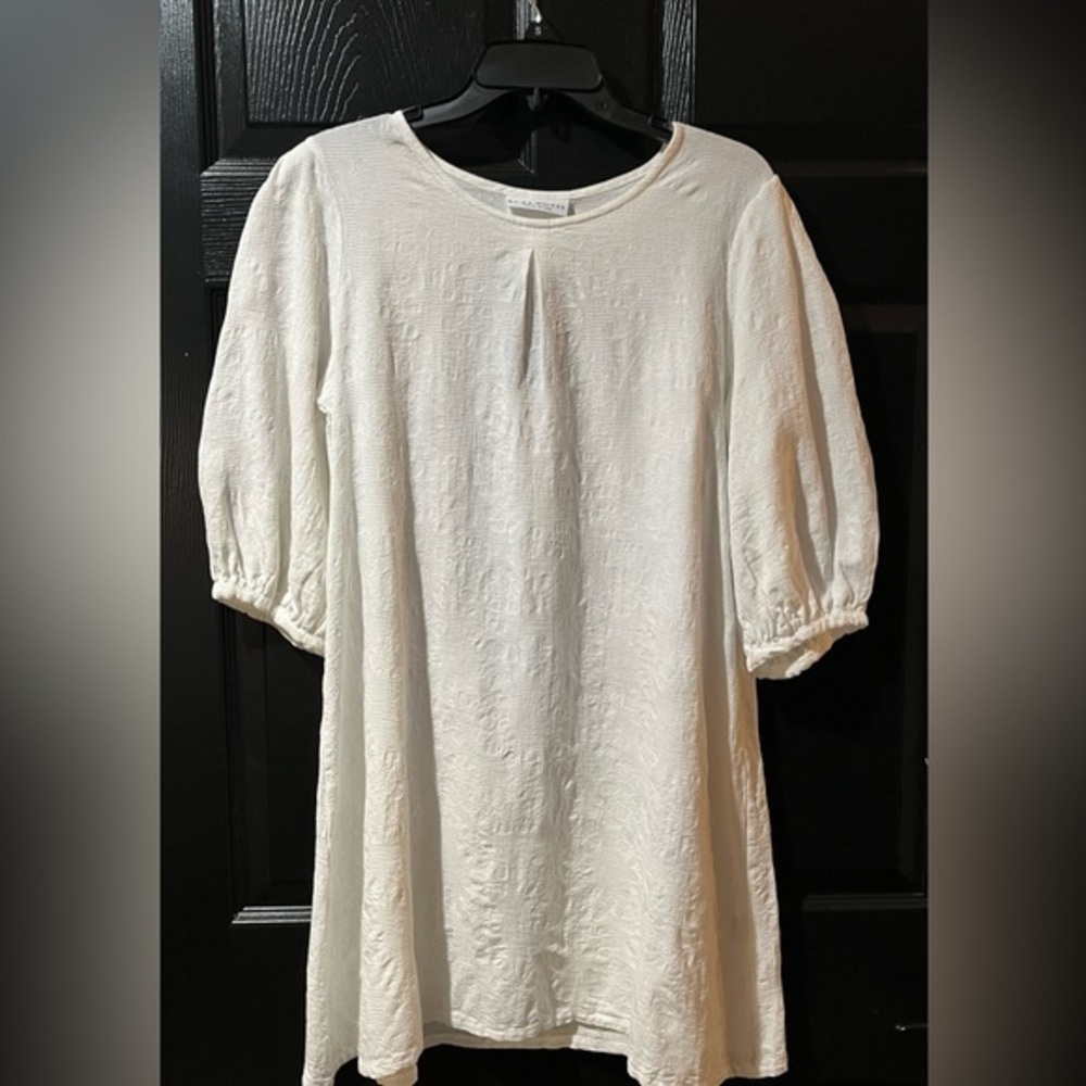 NEW Bryn Walker Cotton Waffle Knit Shift Dress With Floral Accents NWT